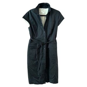 Talbots Full Button Belted Collared Travel Shirt Dress with Pockets